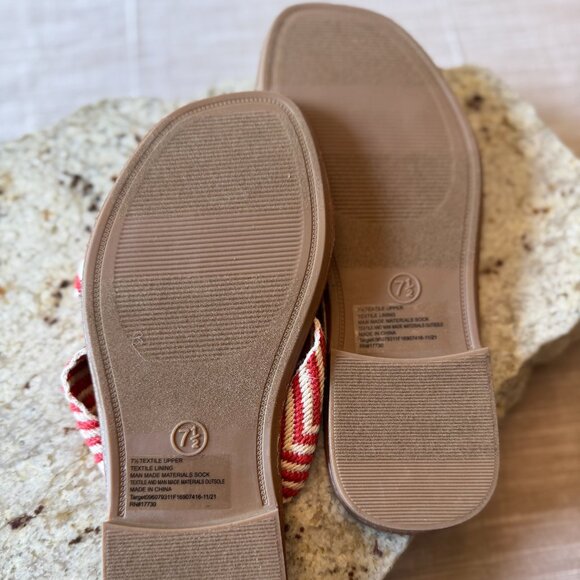 NWT Red & Cream Women's Knotted Sandals Slip-ons  Sz 7.5 - Picture 3 of 3
